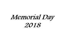 Memorial Day 2018